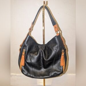 Leatger Black and Tan Leather Shoulder Bag